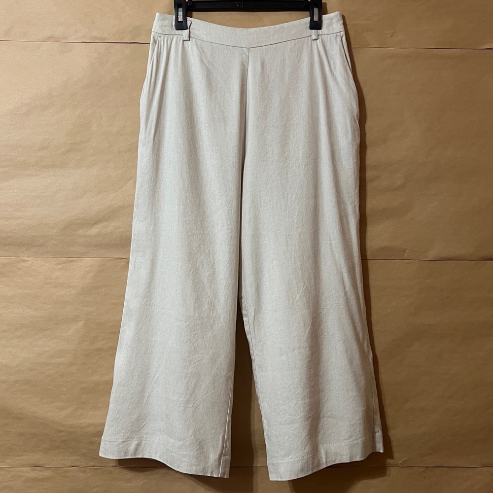 Witchery | Linen Blend Wide Leg High Waisted Trouser Pants Culottes Flax Size 10